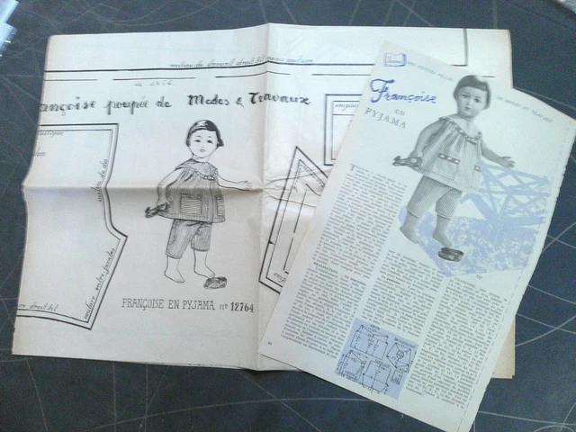 Patron De Vêtements Pour Poupée – MODE ET TRAVAUX, Avril 1957, Non Découpé