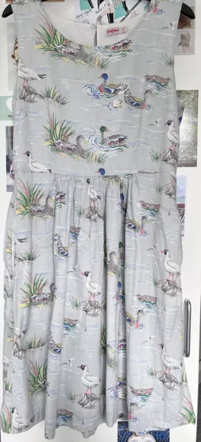 Cath Kidston Grey Duck Midi Swing Fit And Flare Dress Size 12