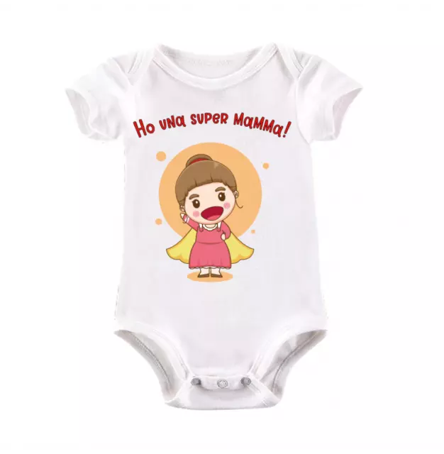 BODY COTONE 100% SUPER Mamma TUTINA Idea REGALO NASCITA FIGLI Mam Mom Mother