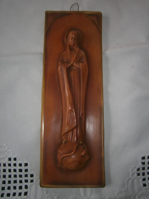 50er 60er Cortendorf RS Keramik Wand Bild Marien -Figur Madona  50er 60s Vintage