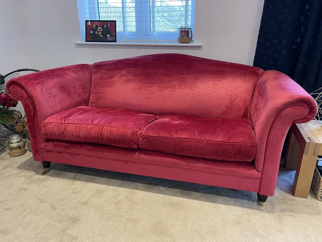 LAURA ASHLEY RED 3 Seater Chenille Sofa 153.00 PicClick UK