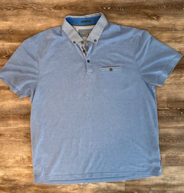 TED BAKER BLUE Polo Shirt Mens Size 7 Short Sleeve Preppy Casual $22.56 ...
