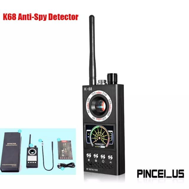 K68 Anti-Spy Scanner Detector RF Camera GSM Audio Bug GPS Finder Tracker pe66