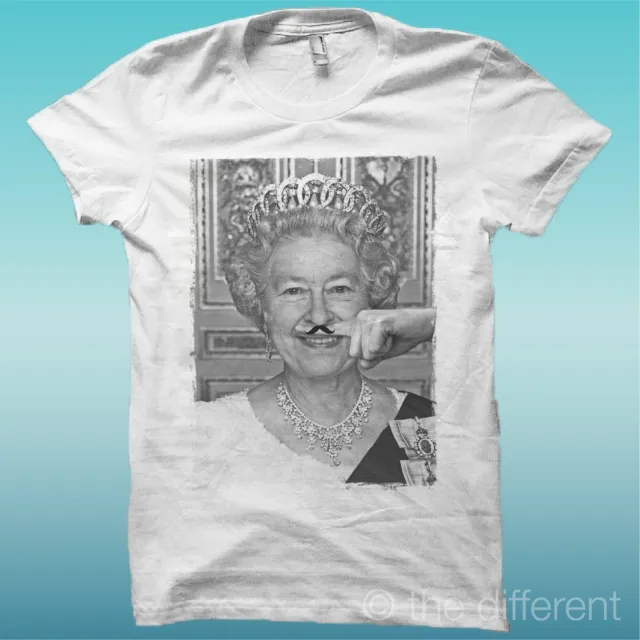 T-Shirt " Regina Elisabetta Dito Baffo Mustache " Idea Regalo Road To Happiness