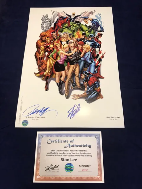 Avengers 1 SDCC Heroes Campbell Color Litho Signed by Stan Lee & Campbell w/ COA
