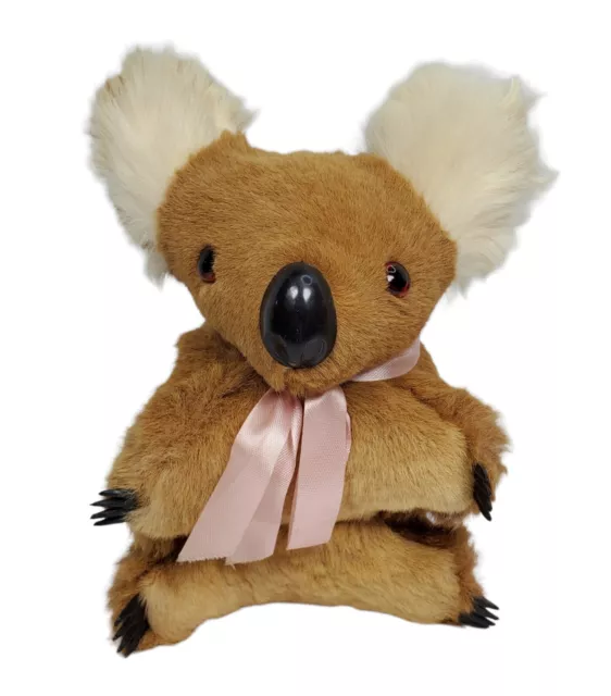 c1950's Australian Koala Bear Kangaroo Fur Plush Toy Rubber Nose Hands Feet