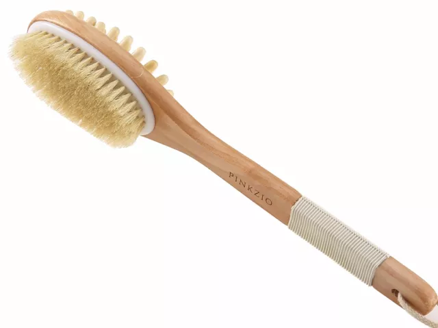 Brosse corporelle, gommage et exfoliante à poils de sanglier naturels à longue poignée