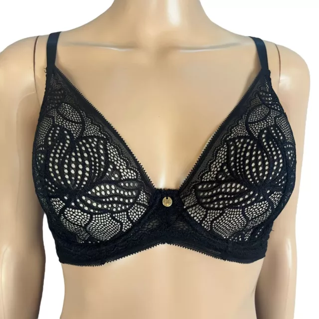 Natori Womens Lace Bra Full Coverage Black Nude Wired Molded Cup Size 34DD