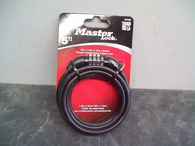 Master Lock 5' Ft. Motorcycle Bike Security Cable NEW! 4 Digit Combination 8152D