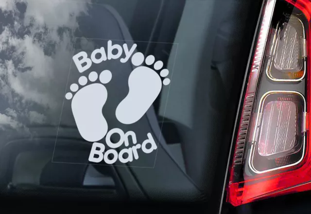 Bebé a Bordo ,Coche Adhesivo Ventana Huellas Cartoon Decal Letrero Personalizado