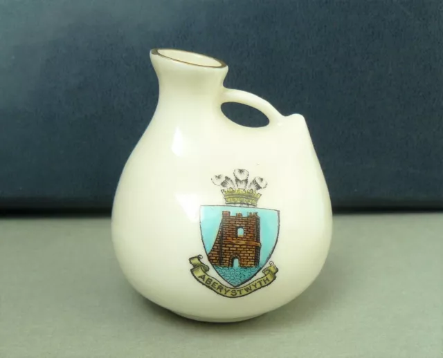 VICTORIA Crested China - Miniature ROMAN JUG - Crested for ABERYSTWYTH - Vgc