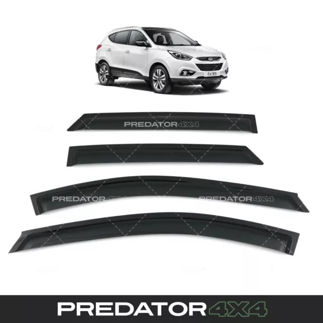 Black Front Back Wind Deflectors Door Visors For Hyundai Ix35 Lm 2010-2015