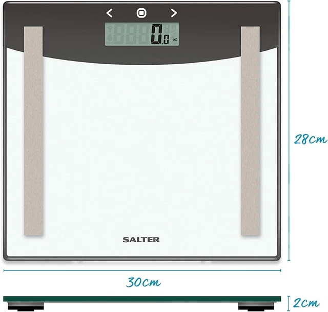 Escala de analizador de sal 9137 SVWH3R vidrio premium, capacidad máxima de 180 kg, plata
