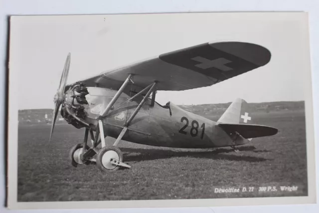 Carte postale ancienne Avion Dewoitine D.27 300 P.S. Wright Suisse (42315)