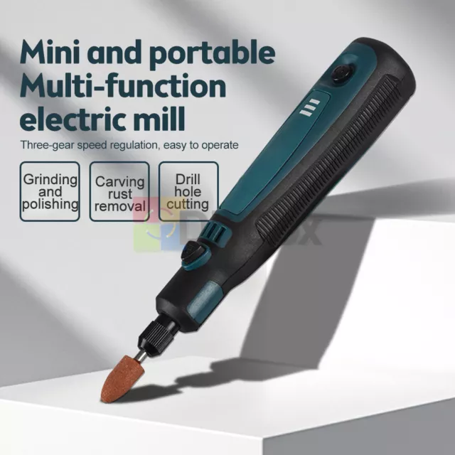 Mini Cordless Electric Drill Grinder Engraving Pen Variable 3-Speed Rotary Tools