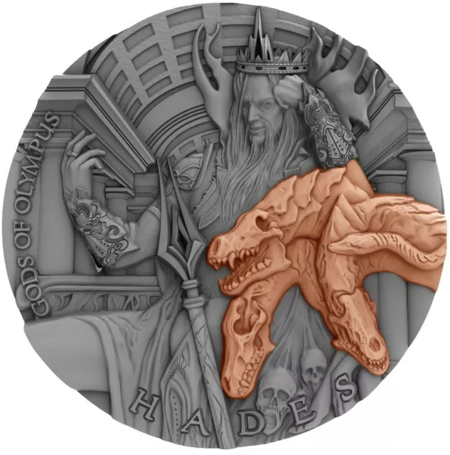 2018 $5 Niue Gods Of Olympus HADES Antique Finish 2 Oz Silver Coin WITH COA # 4