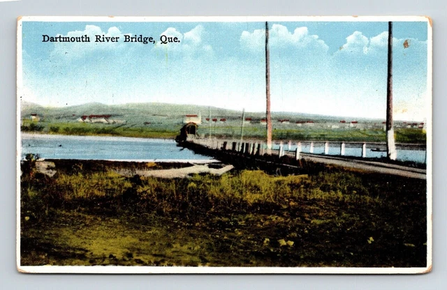 Dartmouth River Bridge Quebec Canada WB Postcard PM Perce PQ Cancel WOB Note VTG