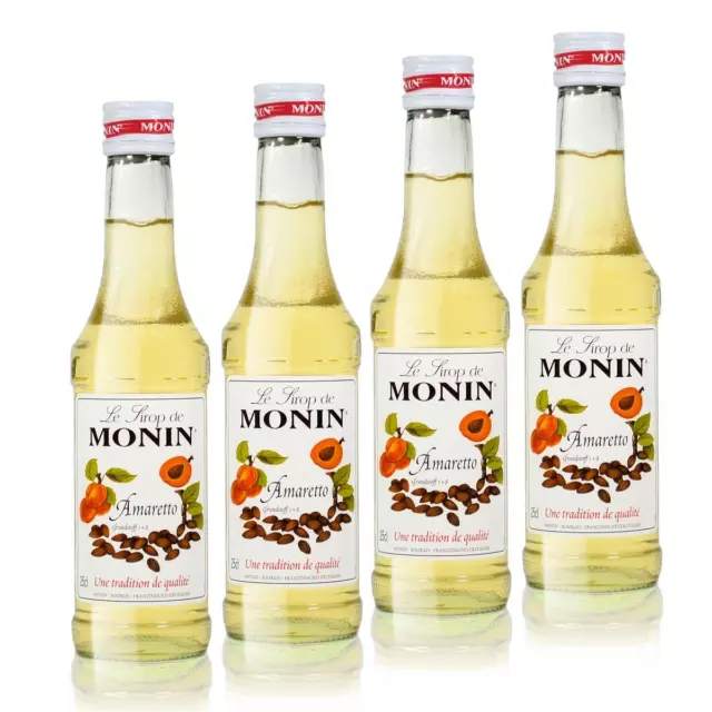 4x Monin Amaretto Sirup, 250 ml Flasche