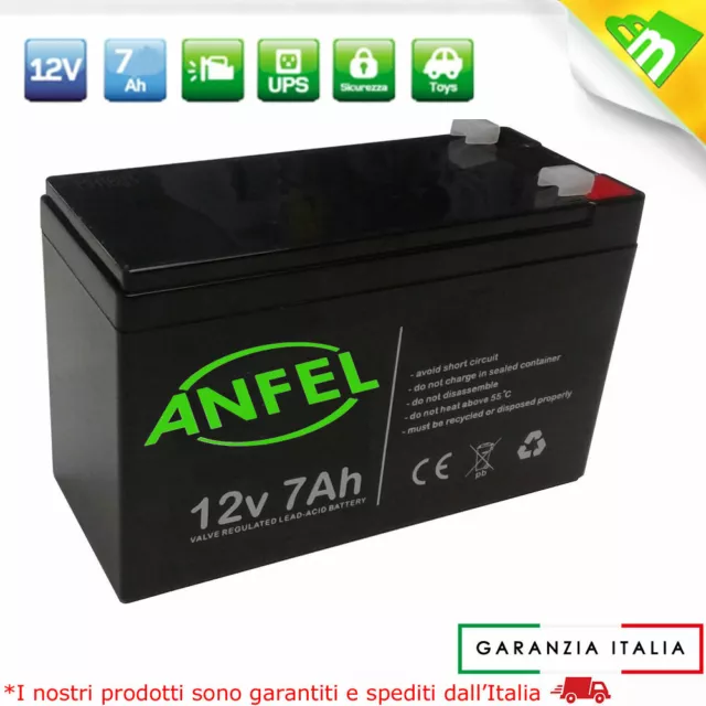 BATTERIA 12v 7Ah 7A al PIOMBO ERMETICA per UPS ANTIFURTO VIDEOSORVEGLIANZA