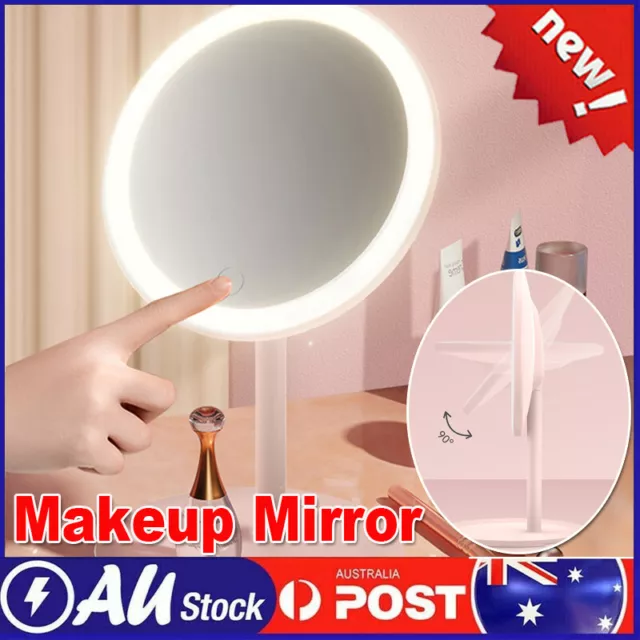 Standing Table Mirror with LED Light Rotation Magnifying Cosmetic Makeup Beauty