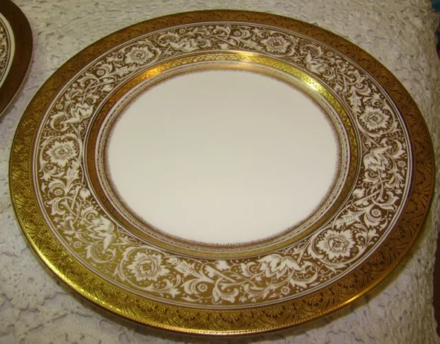 MINTON PORCELAIN BALL H5161 Gold Encrusted Band 10 5/8" DINNDER Plate - NICE!