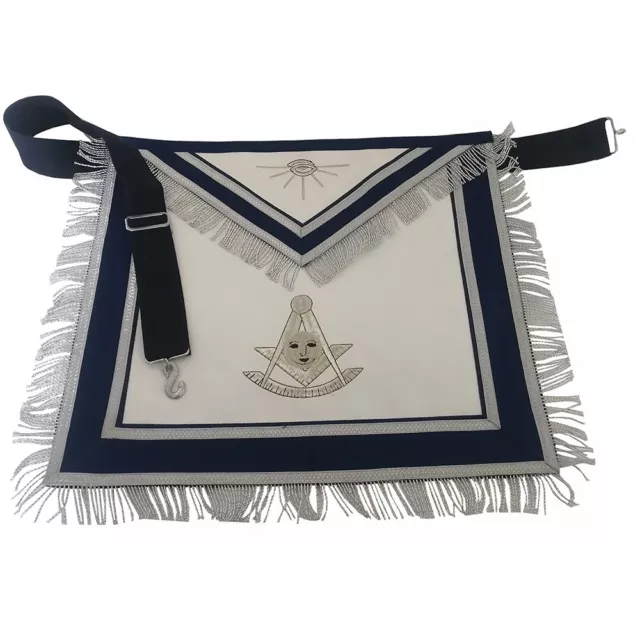 Masonic Regalia Past Master Silver Scheme Metallic Thread Embroidered Apron