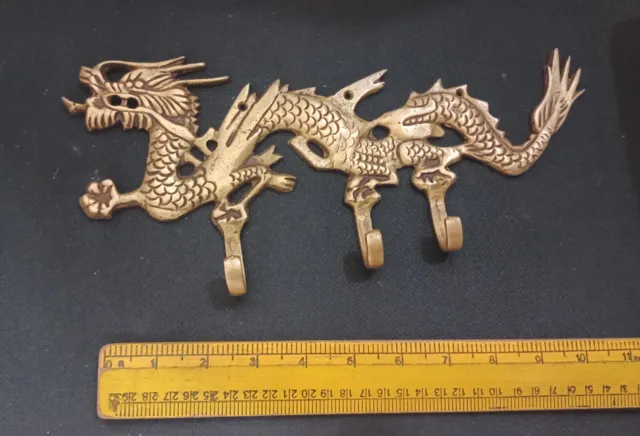 Brass Sun Loong Dragon Wall Hook  Brass Chinese Dragon Wall Mounted Decor  AJ008 12