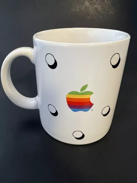 Vintage 80s Apple Macintosh Computers Rainbow Logo Coffee Cup Tea Mug Papel USA