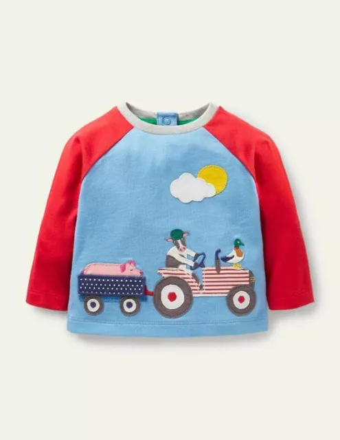 Baby Boden Lift the Flap Surfboard Blue Tractor Long Sleeve T-Shirt Size 6-9M