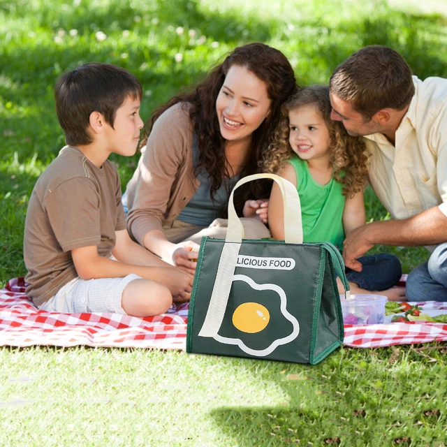 Bolsas de picnic triangulares portátiles película de aluminio aislado bolsa de almuerzo (verde)