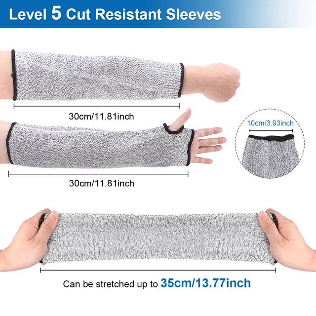 2pairs Women Men Heat Resistant Anti Cut Long Arm Protective Sleeves Safety
