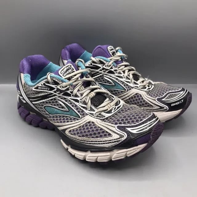 Brooks Ghost 5 Womens Shoes Sneakers Sz 9 White Purple Teal 1201131b532 Running