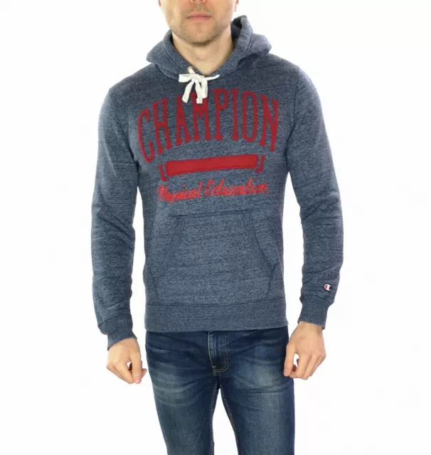 Champion Hoodie Größe Small in Blau Herren Spell Out Kapuzenpullover