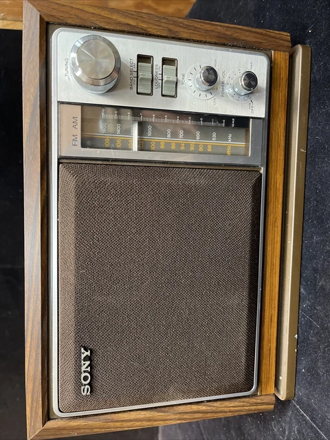 VINTAGE SONY AM/ FM Table Radio Model ICF-9740W Wood Finish Working $24 ...