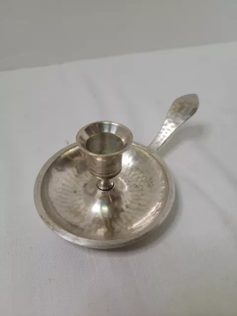 Stainless Steel Hammered Chamberstick Candle Holder Made In India