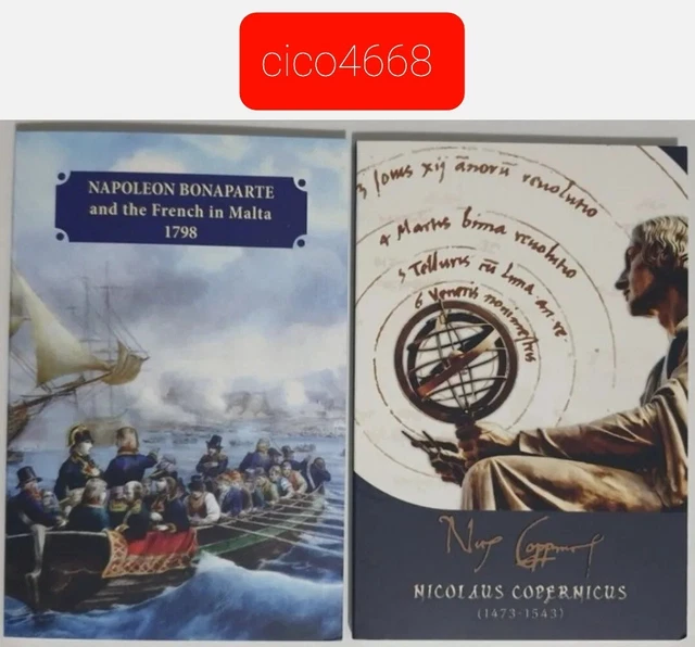 MALTA 2023, 2 X 2 EURO in Coincard-FOLDER Napoleone E Nicolaus Copernicus