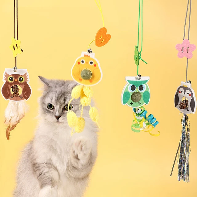 Cat Hanging Interactive Toy with Catnip Simulation Bird Toy Bell Kitten Teaser