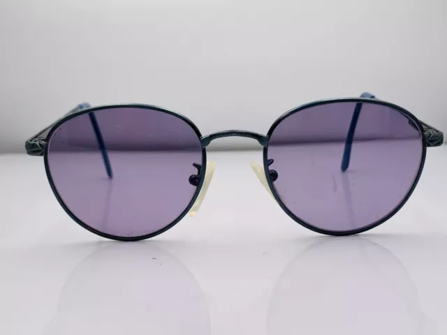 Vintage Eyetel Lawrence Blue Gray Metal Oval Sunglasses FRAMES ONLY Italy