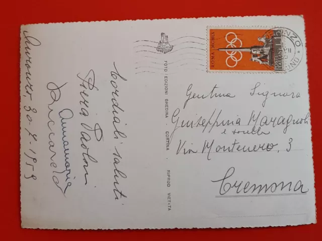 Cartolina Auronzo di Cadore - verso le Tre Cime di Lavaredo - 1959 2
