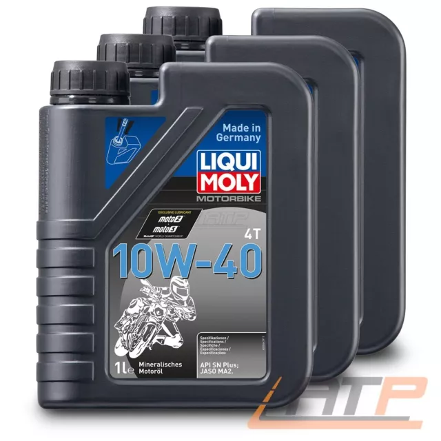 LIQUI MOLY 3x 1 L LITER MOTORBIKE 4T 10W-40 MOTOR-ÖL MOTOREN-ÖL