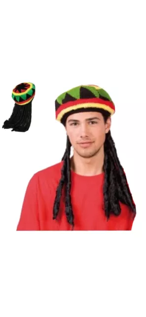 Wot  Mens Ladies Bob Marley Rasta Hat With Dreadlocks.