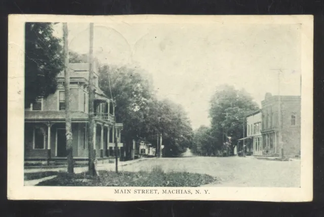 Machias New York Downtown Main Street Scene Vintage Postcard Ny 1908