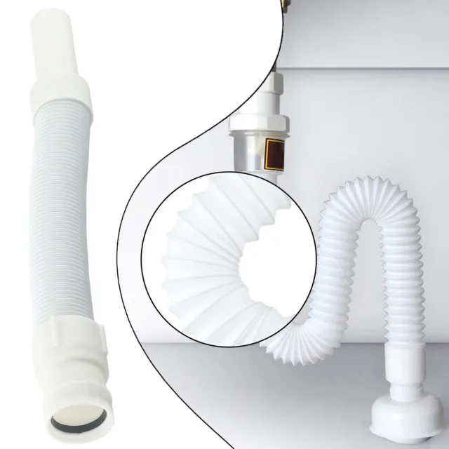 Uxcell 75cm Bathtub Drain Pipe Expandable Tubing Flexible Drainage Hose White 2 Pack