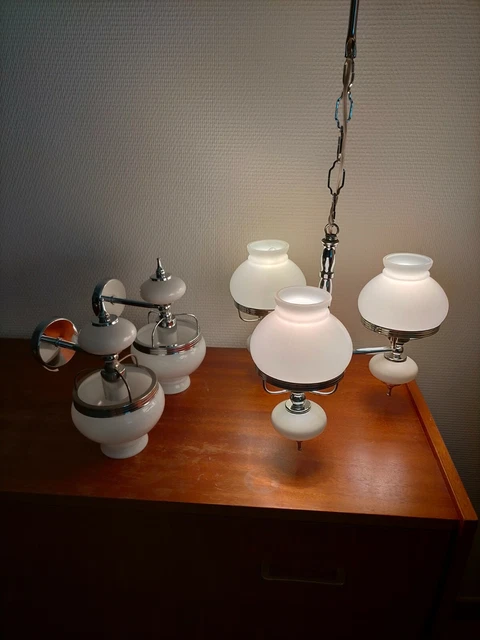Ancien lustre suspension plafonnier applique lampe vintage rétro design art déco
