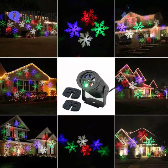 Snowflake Outdoor Moving LED Laser Light Projector Landscape Xmas Garden ATF