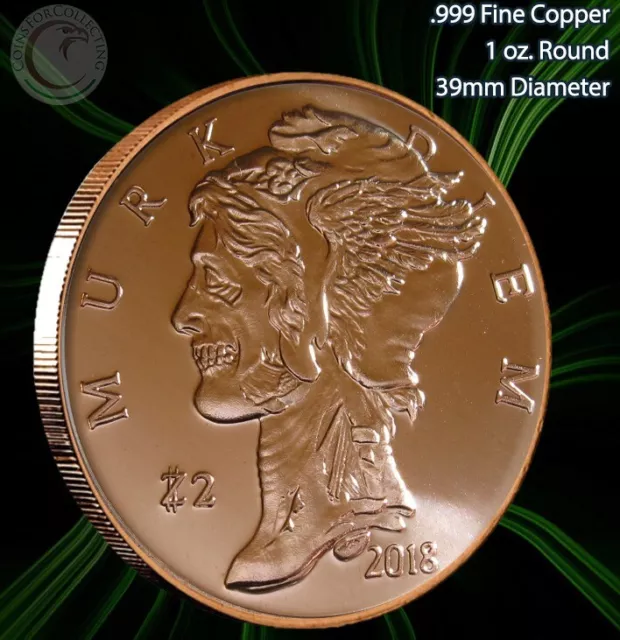 "Murk Diem" 1 oz .999 Copper Round Zombucks Series 2018