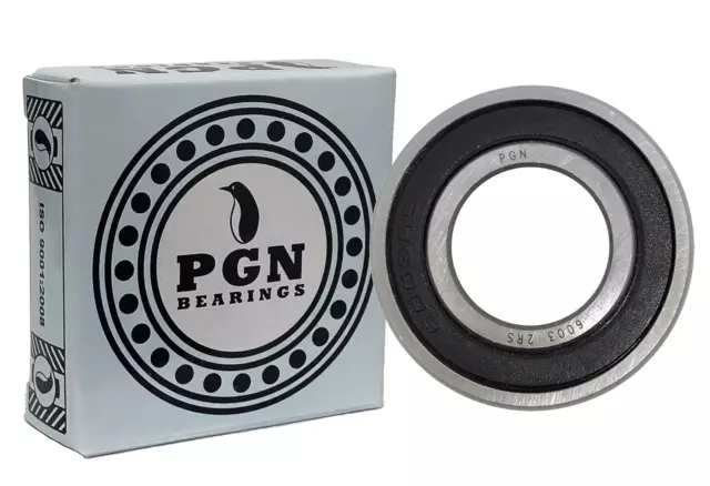 PGN (4 Pack) 6003-2RS Bearing - Lubricated Chrome Steel Sealed Ball Bearing - 1
