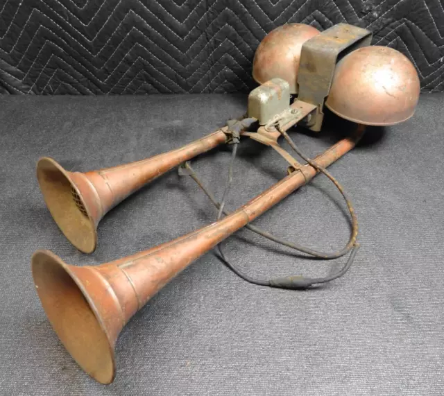 Antique / Vintage Dual Air Horns for Car / Truck / Train / Military