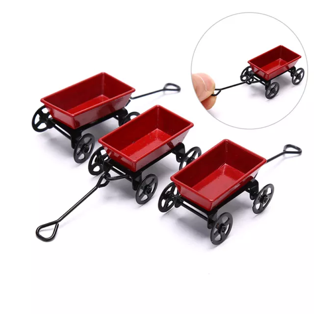 1:12  Dollhouse Miniature Garden Metal Red Cart Toy Ornament Home Decor GiftBEW