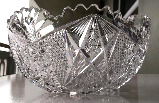 Fine Antique Abp American Brilliant Period Cut Glass 8" Bowl 2